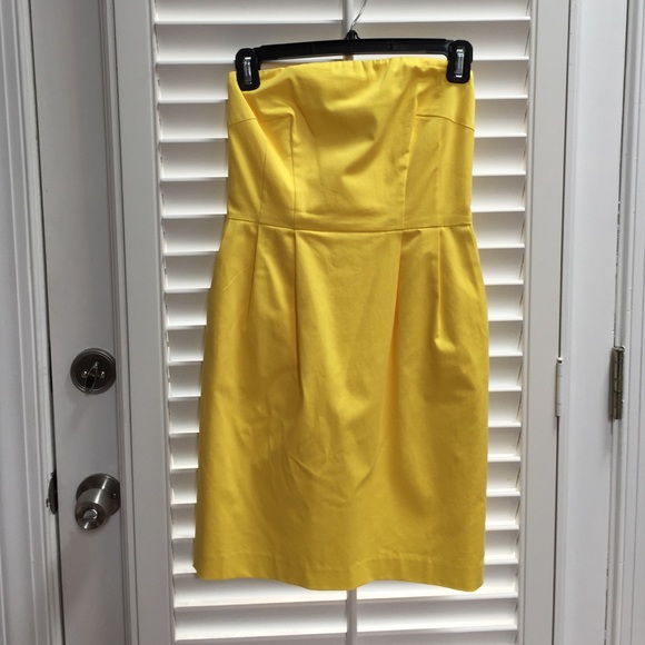 Express strapless yellow dress