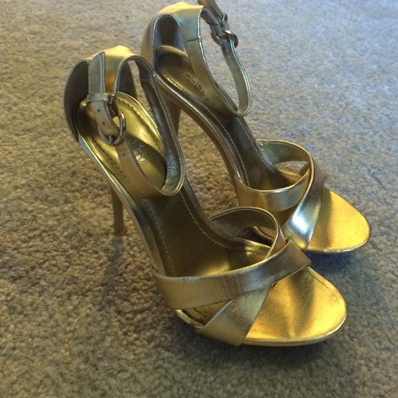 Gold strap prom heels