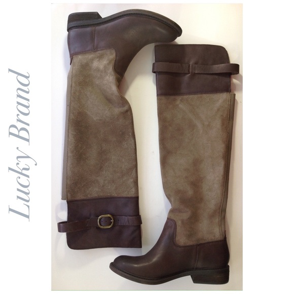 Lucky Brand Shoes - NEW LUCKY BRAND two tone tall OTK boot brown tan 8