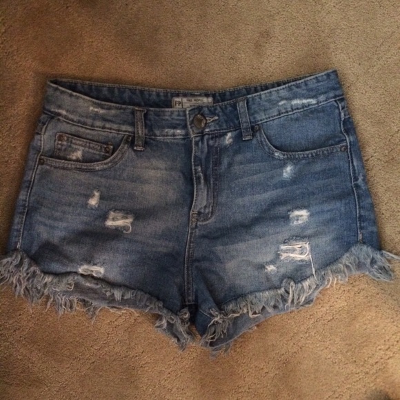 Free People Distressed High Waisted Denim