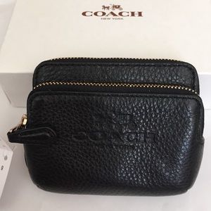 Coach leather zip wallet coin purse