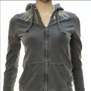 True Religion TRBJ Women's Gold Rays Zip Up Hoodie