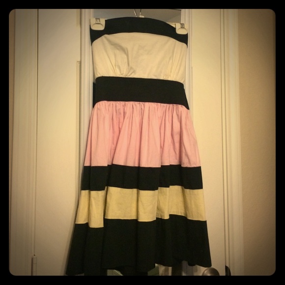 Strapless striped dress. Great for Easter!