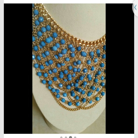Turquoise and gold necklace - Picture 3 of 4