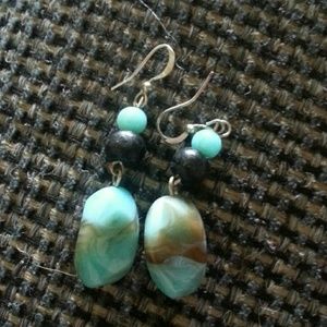 Teal dangle earrings