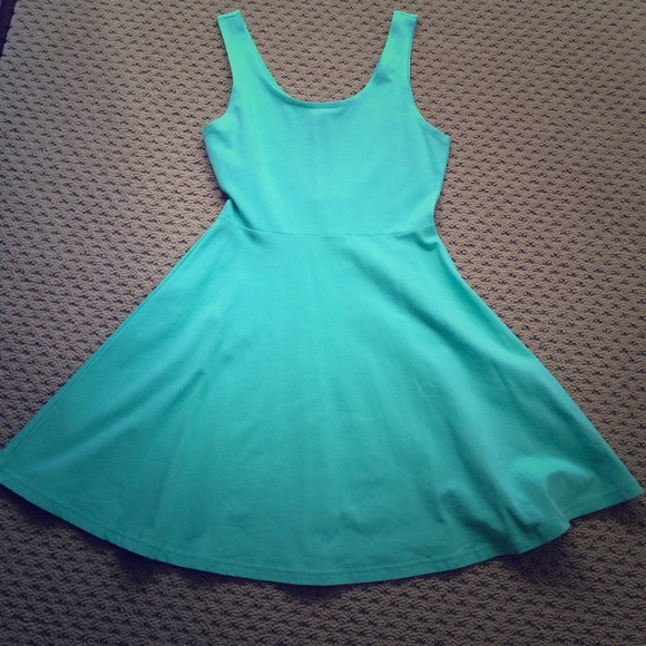 Express Mint Fit and Flare Dress - Picture 1 of 4