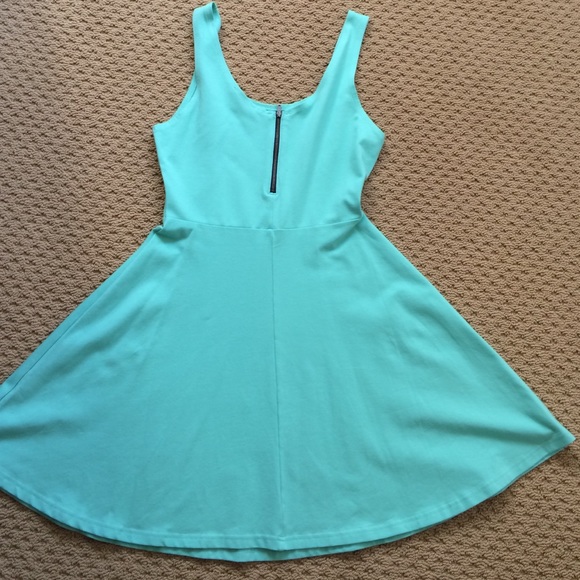 Express Mint Fit and Flare Dress - Picture 2 of 4