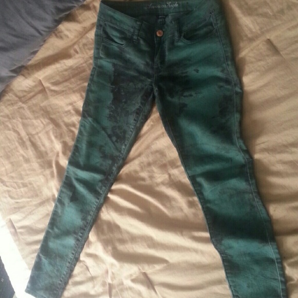 Green and black American Eagle  jeggings