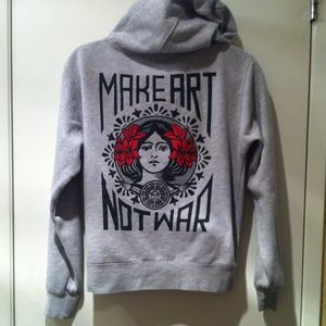Obey "make art not war" grey hoodie