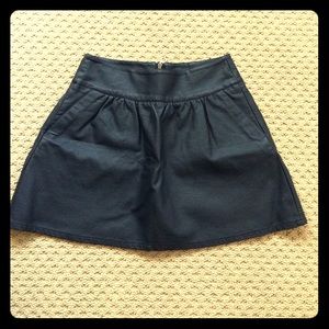 Black Faux Leather Circle Skirt