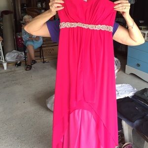 Hot pink hi low formal