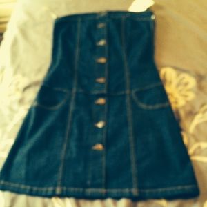 Blue jean strapless dress