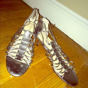Silver Strappy Small Heels