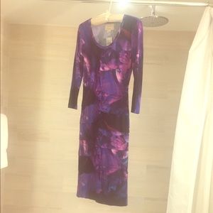 Nicole miller purple midi dress size small