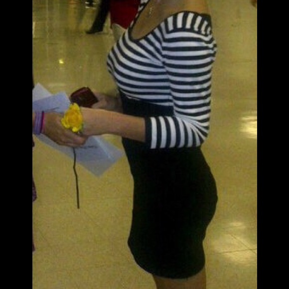 Forever 21 black and white striped bodycon dress