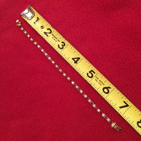 ❌SOLD❌ Diamond and ruby rhinestone tennis bracelet - Picture 2 of 3