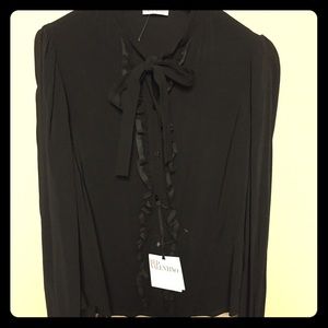 Red Valentino ruffle black blouse