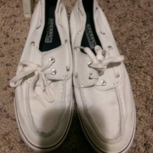 White sperrys worn twice