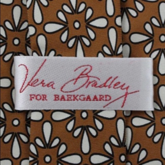 NWT $39 VERA BRADLEY Silk Necktie GOLD LATTE - Picture 2 of 5