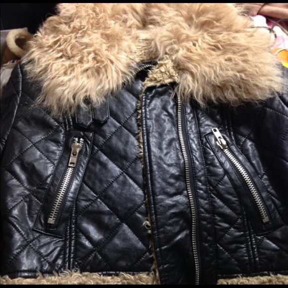 Fur leather jacket