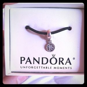 Sterling silver Pandora Charm with the number 16