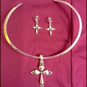 Silver earrings and necklace set