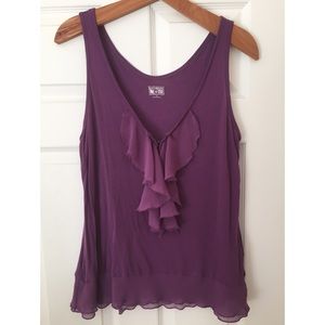 Purple tank with flutter details