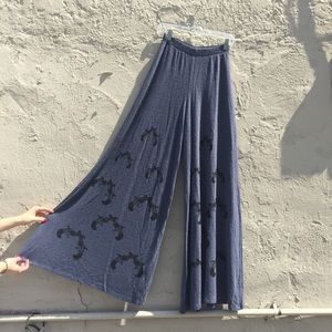 WILDFOX WIDE LEG GUN PANTS HEATHER DARK BLUE