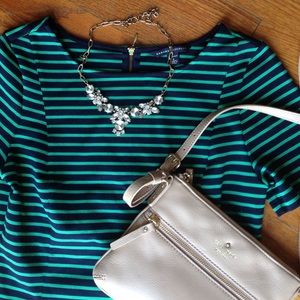 Banana Republic green and navy darted top