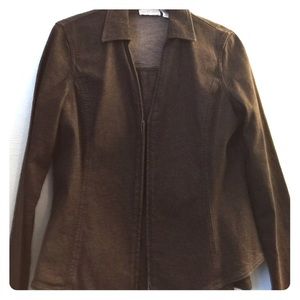 Black stretch denim jacket and top