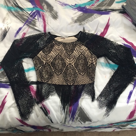 lace nude crop top Charlotte Russe