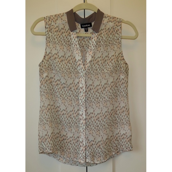 Bebe Pastel Print V Neck Tank