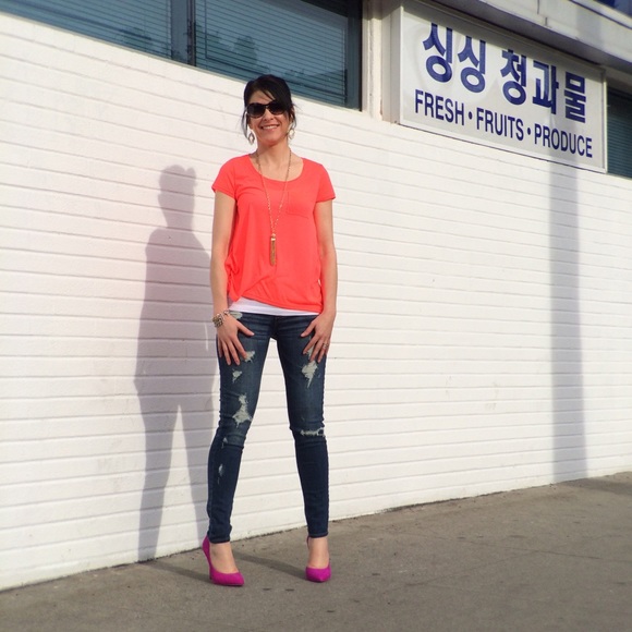 πPM EDITOR PICK!!!π Neon Orange Hi-Low Top