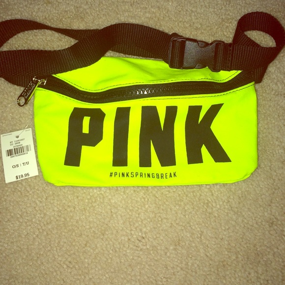 Neon yellow Victoria secret pink fanny pack
