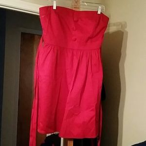 Red strapless dress