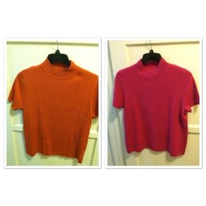 Two short sleeve turtle neck blouses