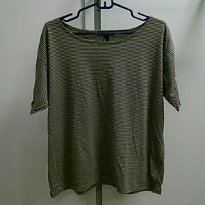 Olive and White Striped TShirt