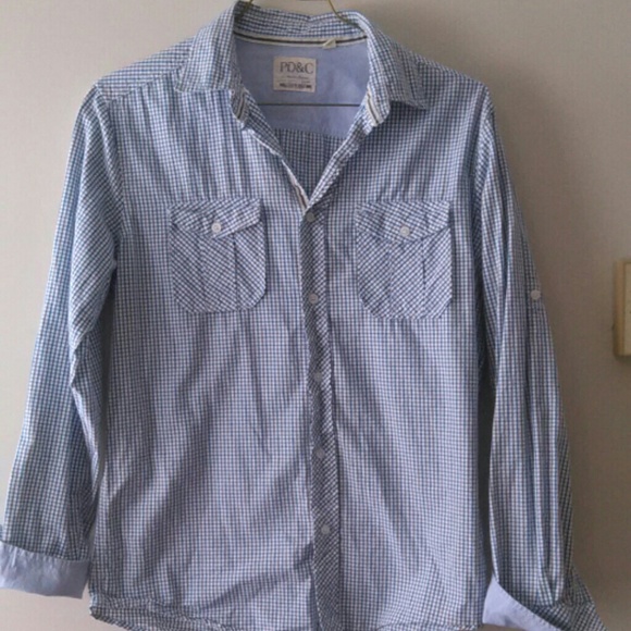 PD&C blue check Men's shirt