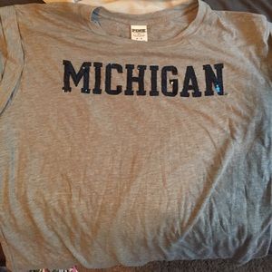 PINK Michigan bling tee