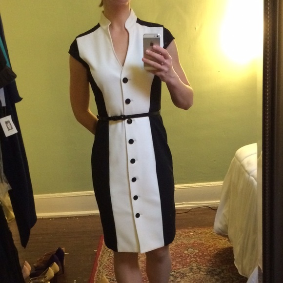 Calvin Klein black and white button down dress. - Picture 3 of 3