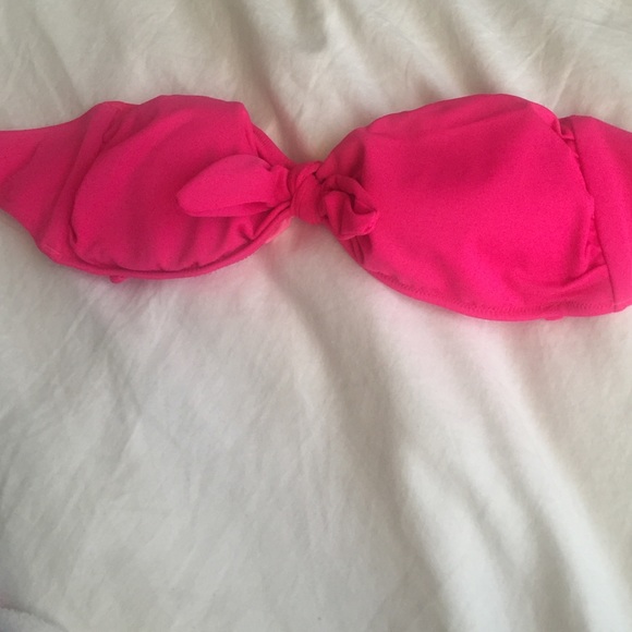 Hot pink strapless bikini top