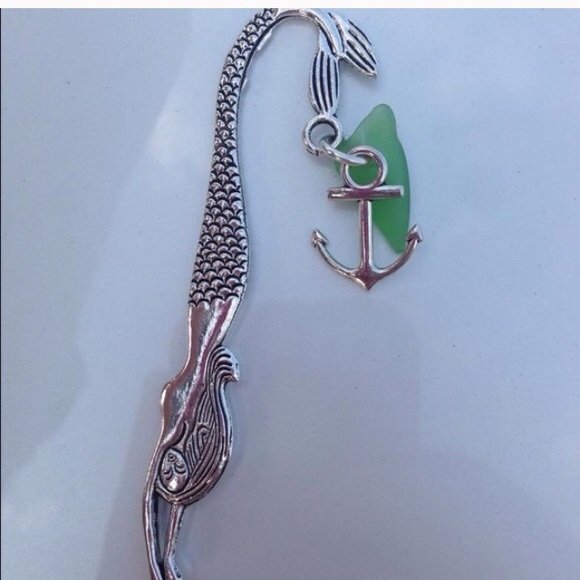 Mermaid bookmark with Aqua sea glass for pinklola7