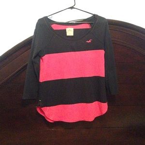 Pink and navy blue Hollister top
