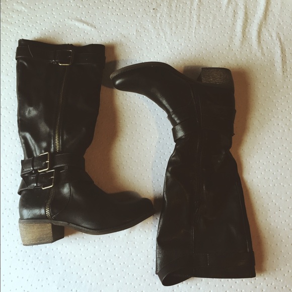 Black leather boots