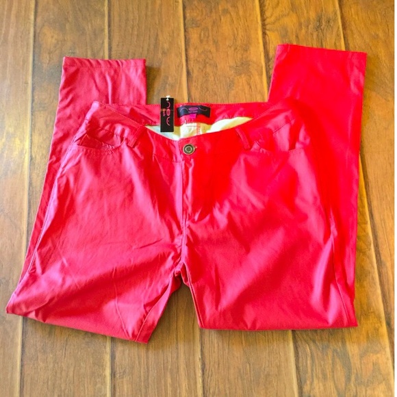 Cherry Red Pleather Ankle JeansSOLD SOLD SOLD - Picture 2 of 3