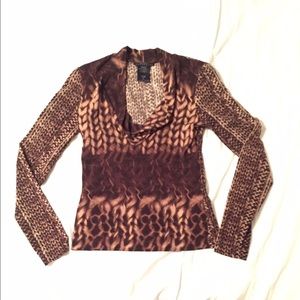 BCBG Maxazria blouse.  Size XS.  Brown prints