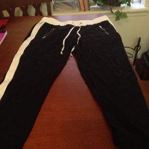 Black and white striped jogger pant