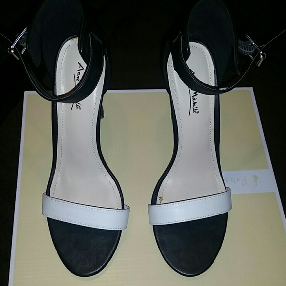 Black and white sandal heels