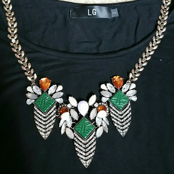 JADE leaf statement necklace