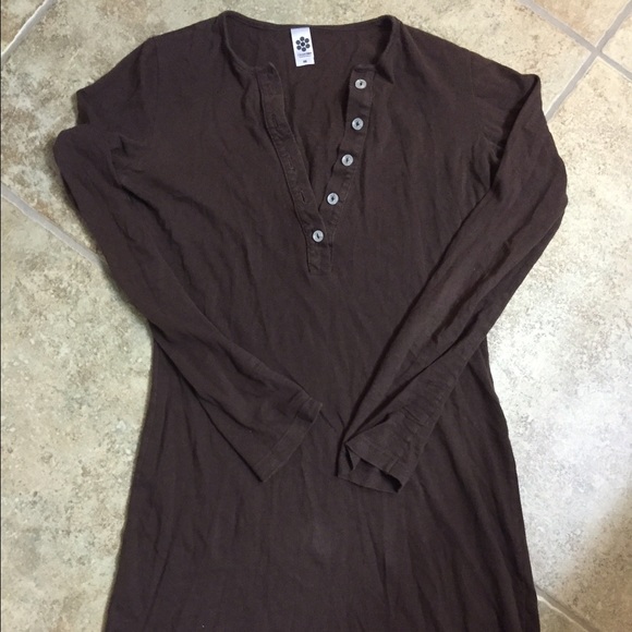 Brown cotton shirt dress/tunic